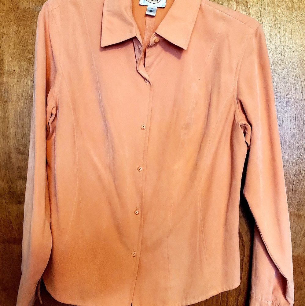 Beautiful Apricot Color Faux Suede Talbots Blouse in Size Small